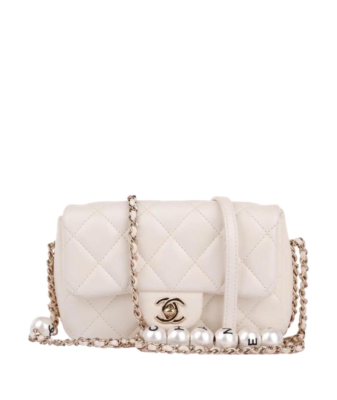 CHANEL Белая кожаная сумка через плечо, фото 1
