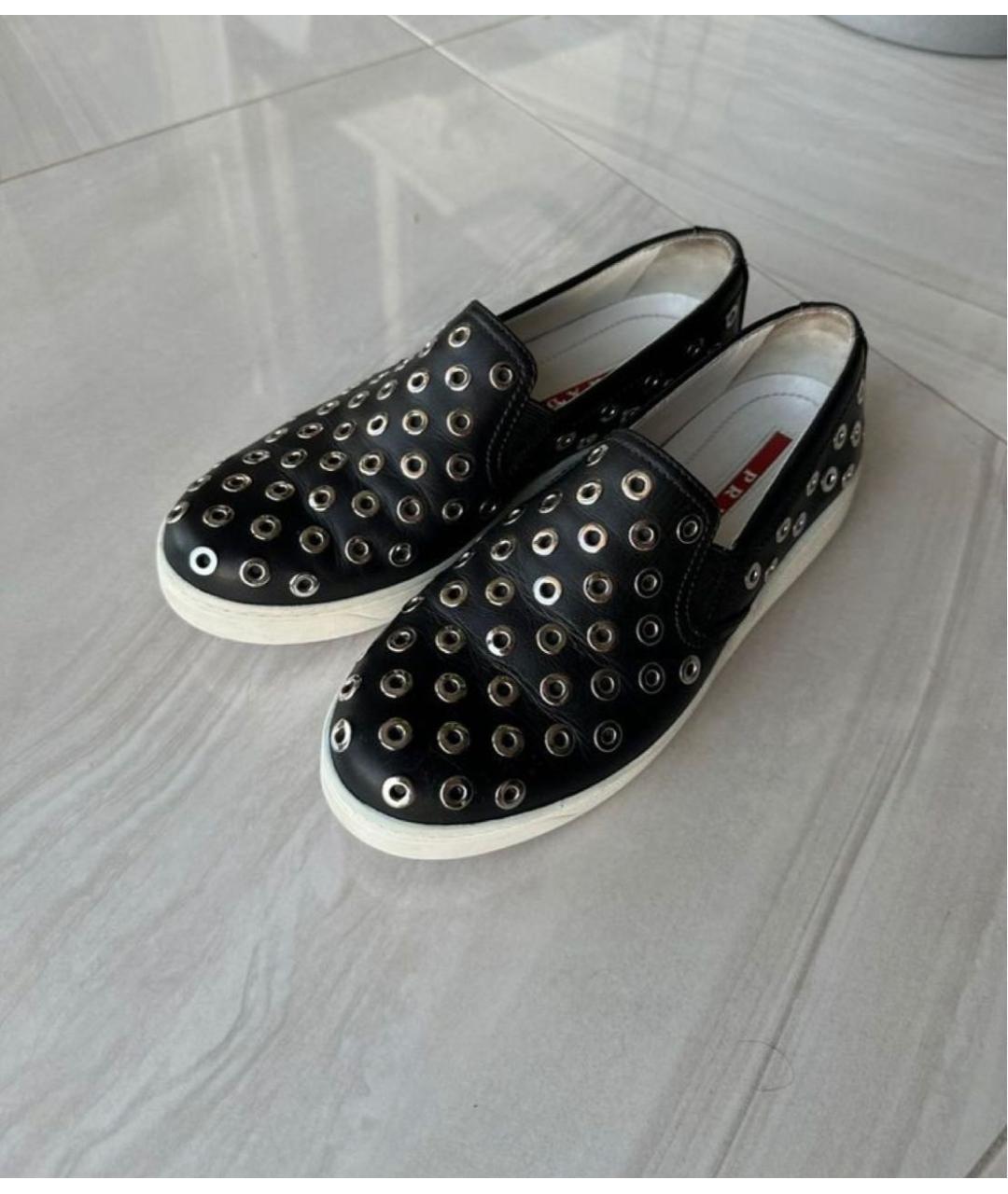 PRADA Черные кожаные слипоны, фото 2