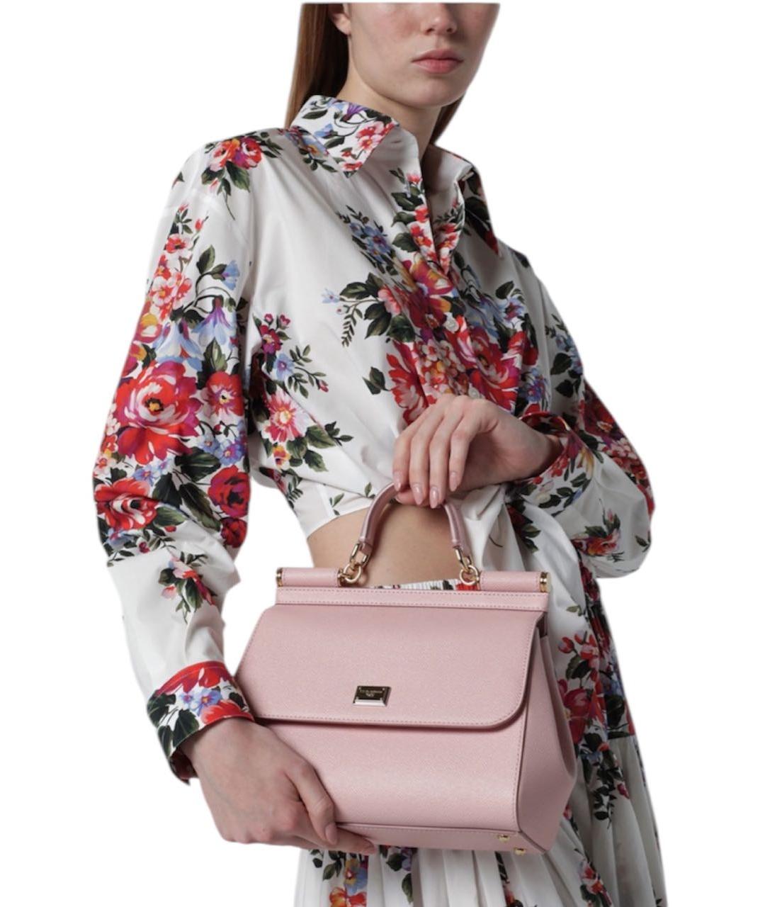 DOLCE&GABBANA Розовая кожаная сумка через плечо, фото 4