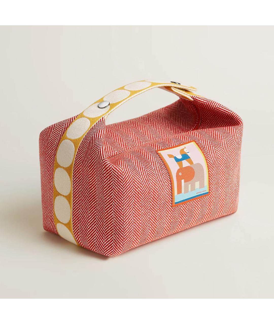 HERMES Красная тканевая косметичка, фото 9