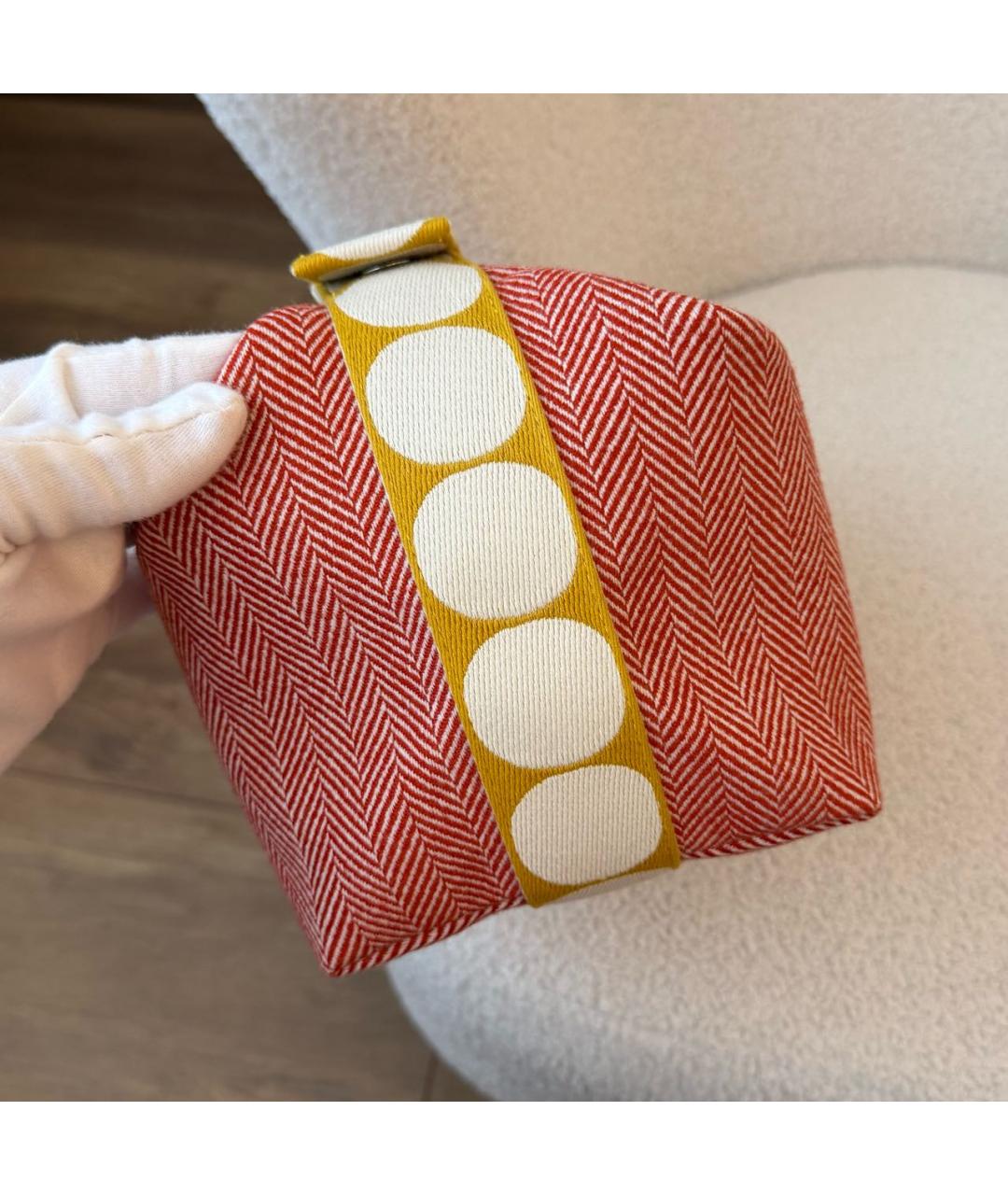 HERMES Красная тканевая косметичка, фото 4