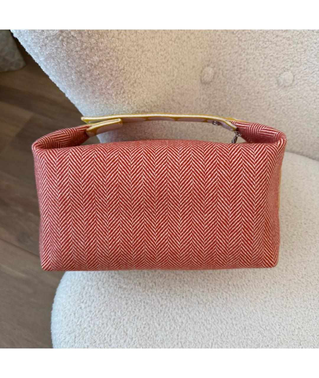 HERMES Красная тканевая косметичка, фото 3