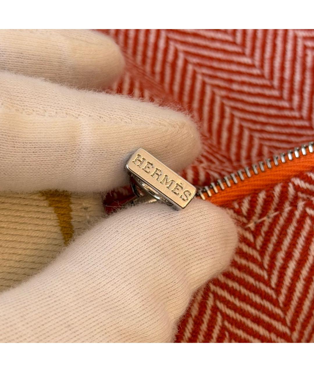 HERMES Красная тканевая косметичка, фото 8