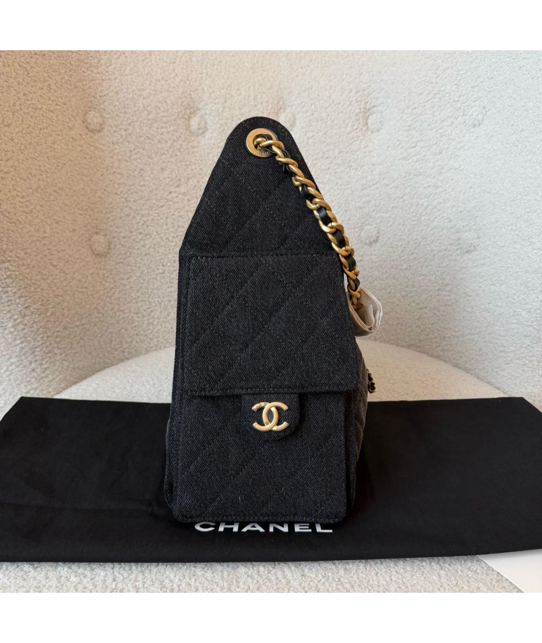 CHANEL Антрацитовая деним сумка тоут, фото 3