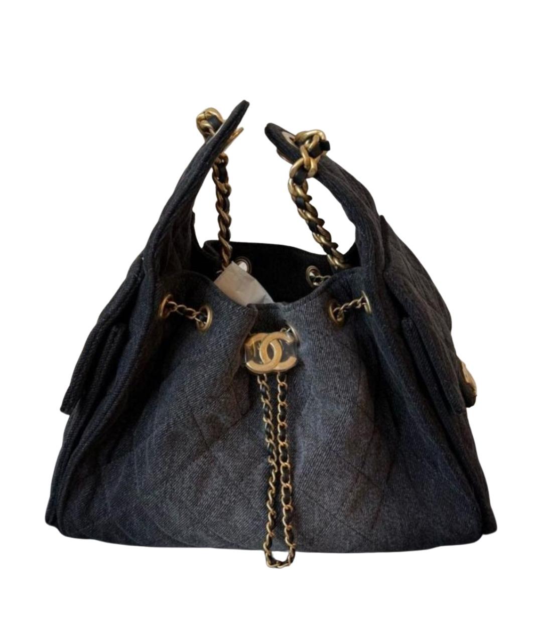 CHANEL Антрацитовая деним сумка тоут, фото 1