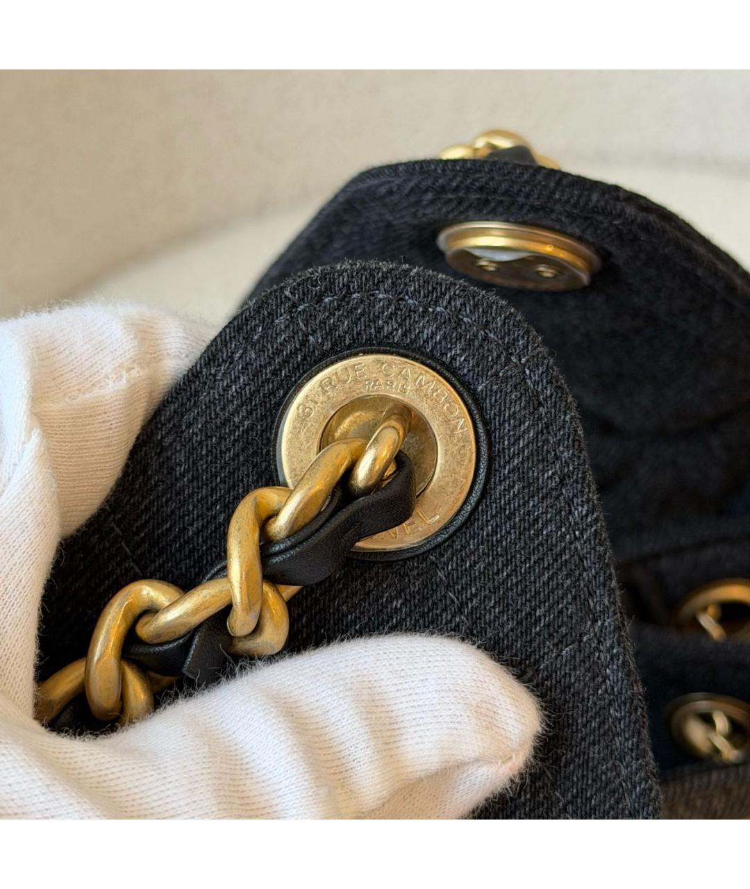 CHANEL Антрацитовая деним сумка тоут, фото 5