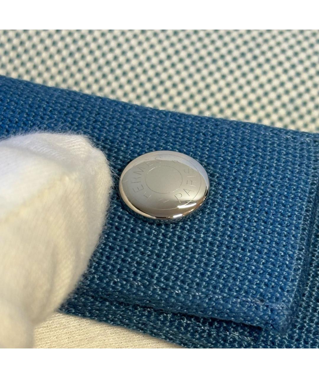 HERMES Бирюзовая тканевая косметичка, фото 4