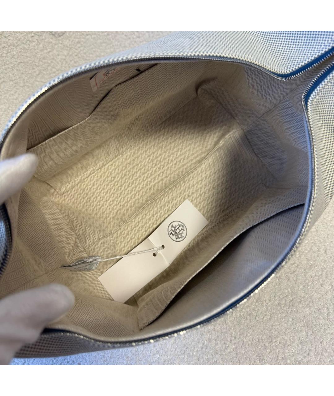 HERMES Бирюзовая тканевая косметичка, фото 5