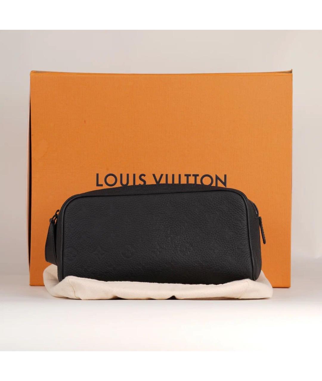 LOUIS VUITTON Черная кожаная косметичка, фото 2