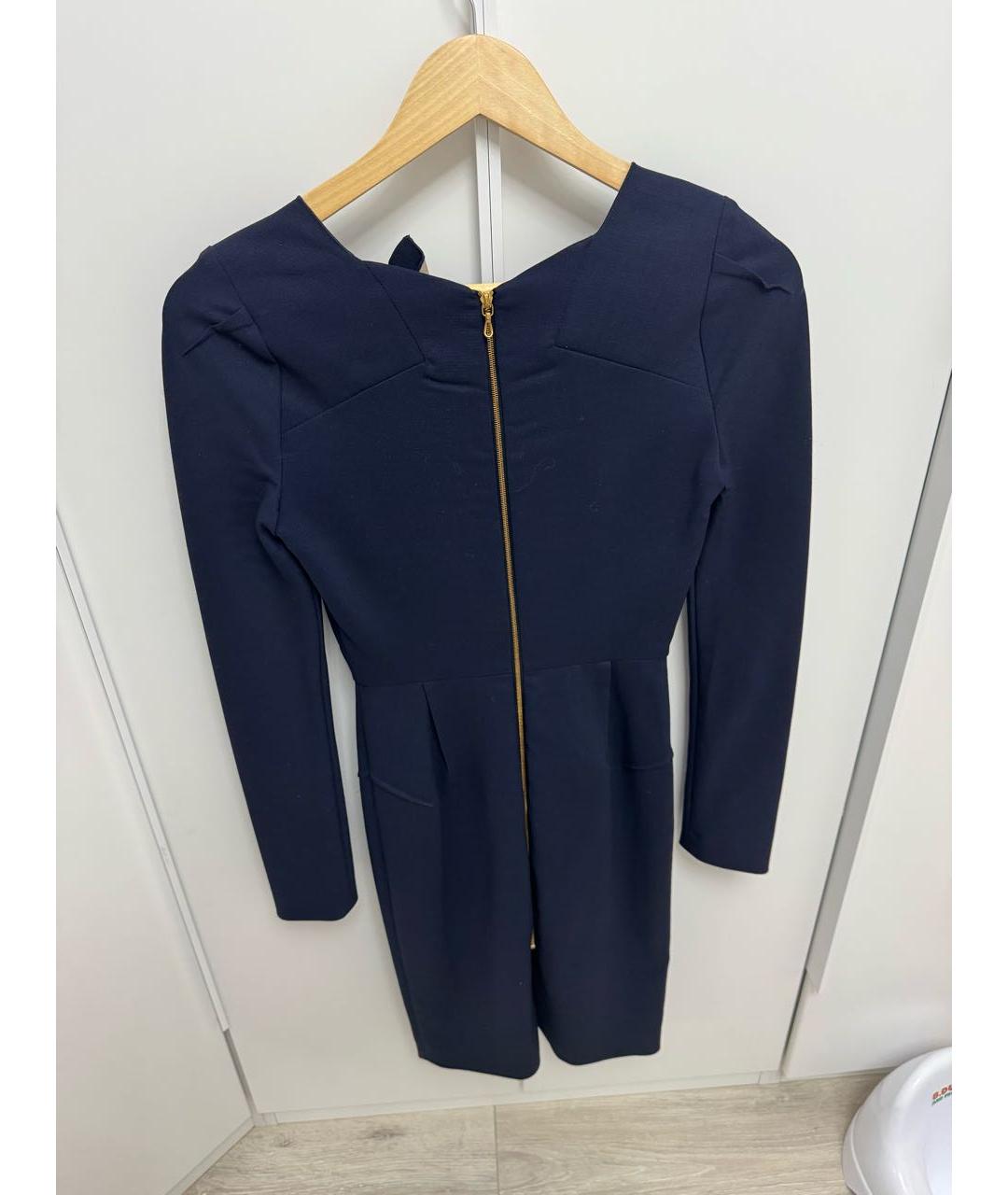 ROLAND MOURET Темно-синее шерстяное коктейльное платье, фото 2