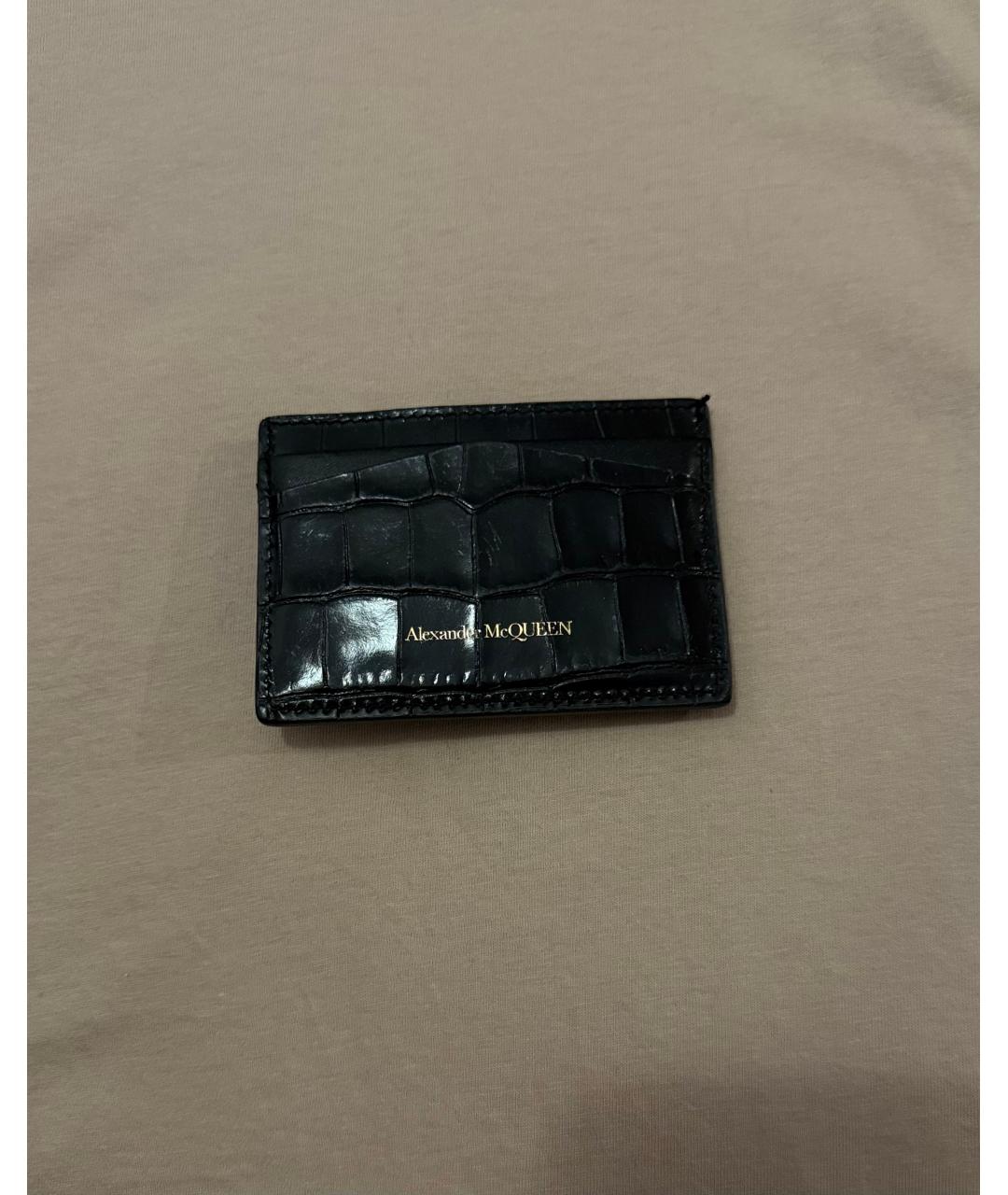 ALEXANDER MCQUEEN Черный кожаный кардхолдер, фото 2