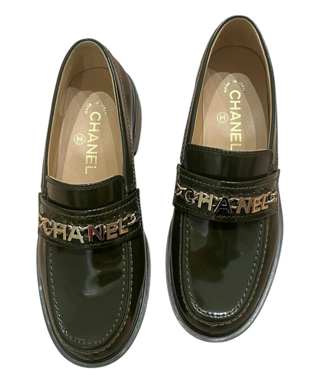 CHANEL Зеленые лоферы из лакированной кожи, фото 2