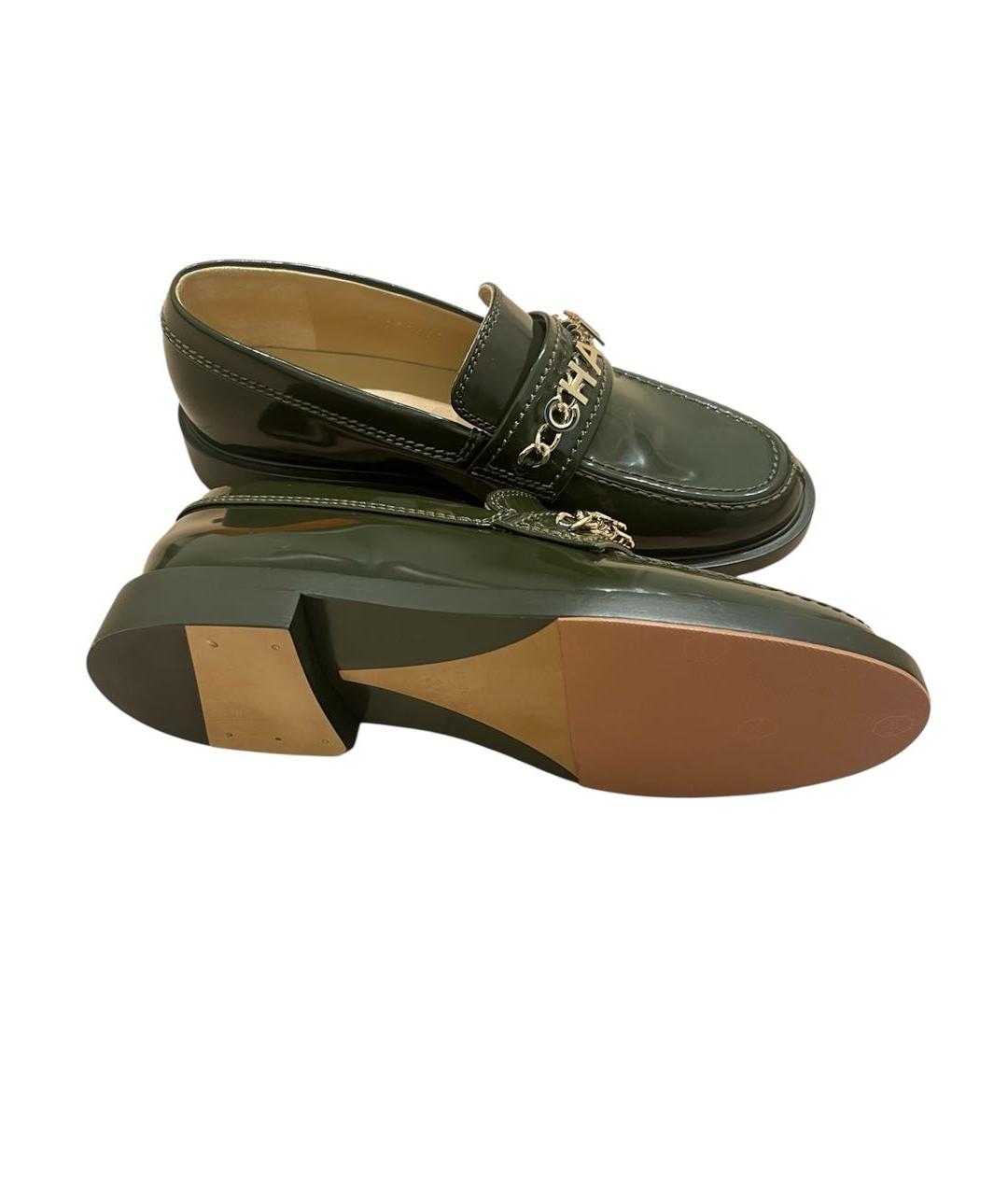 CHANEL Зеленые лоферы из лакированной кожи, фото 3