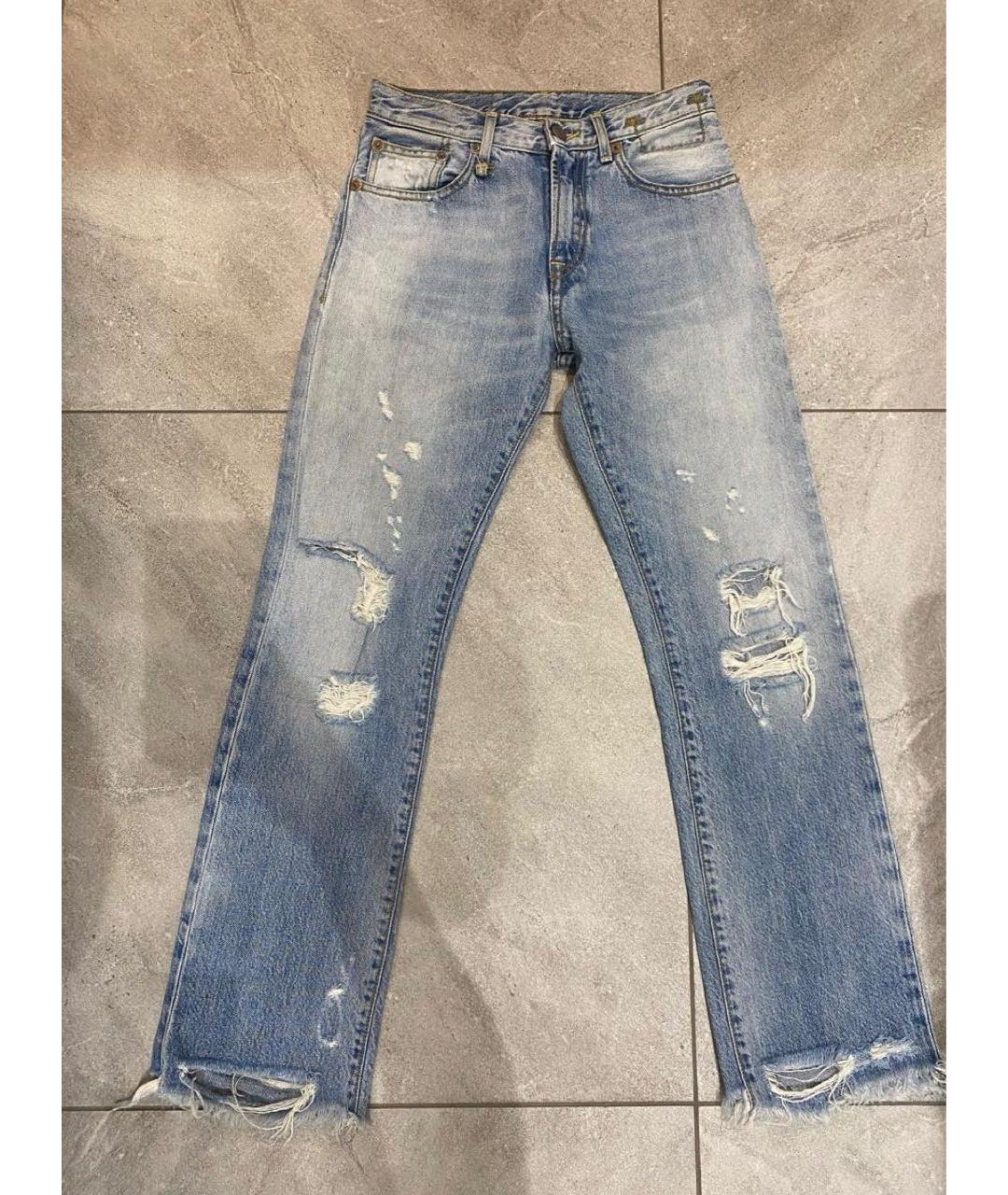 R13 Голубые хлопковые прямые джинсы, фото 6