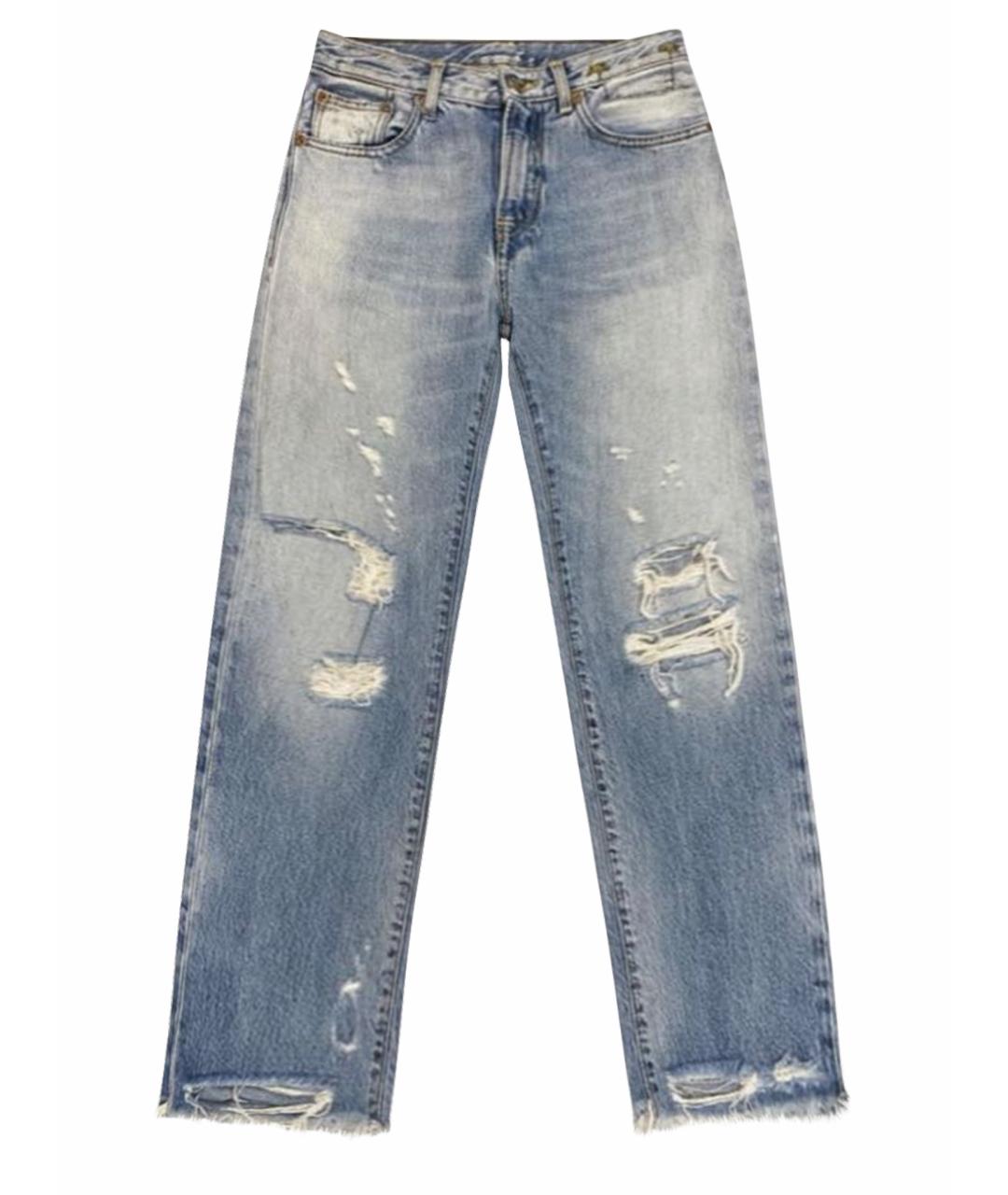 R13 Голубые хлопковые прямые джинсы, фото 1