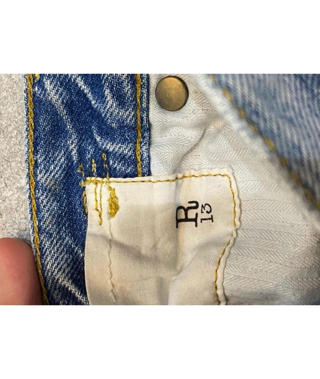 R13 Голубые хлопковые прямые джинсы, фото 5