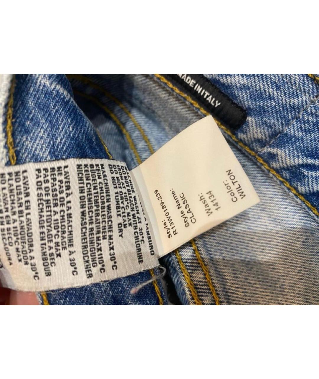 R13 Голубые хлопковые прямые джинсы, фото 3