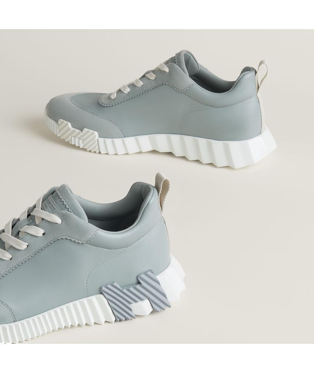 HERMES Голубые кожаные низкие кроссовки / кеды, фото 5