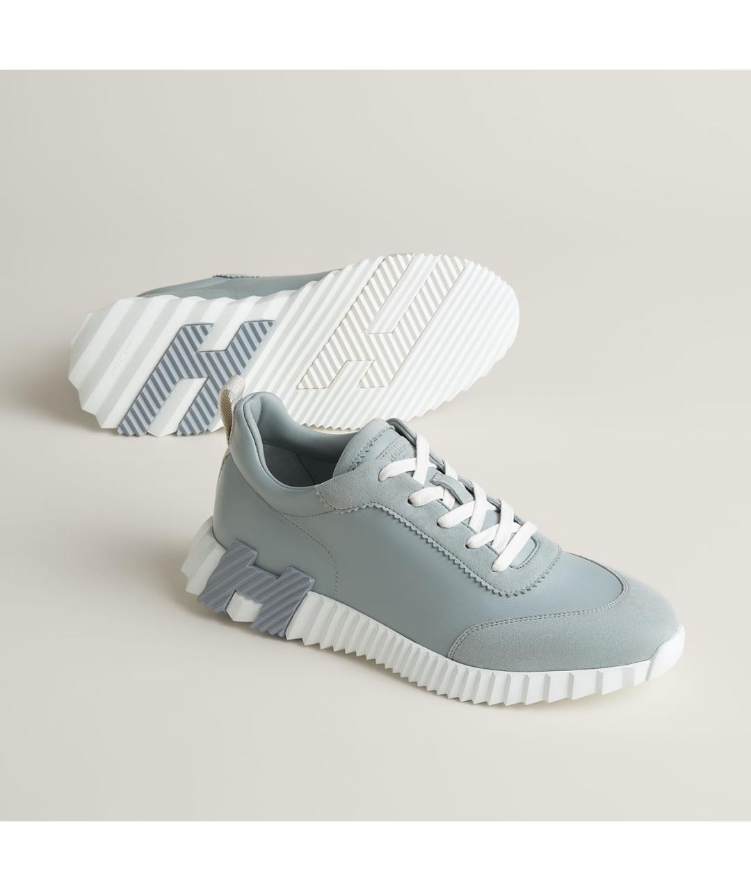 HERMES Голубые кожаные низкие кроссовки / кеды, фото 2