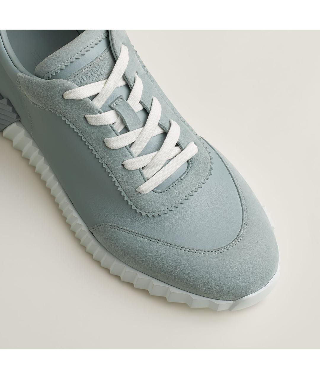 HERMES Голубые кожаные низкие кроссовки / кеды, фото 6