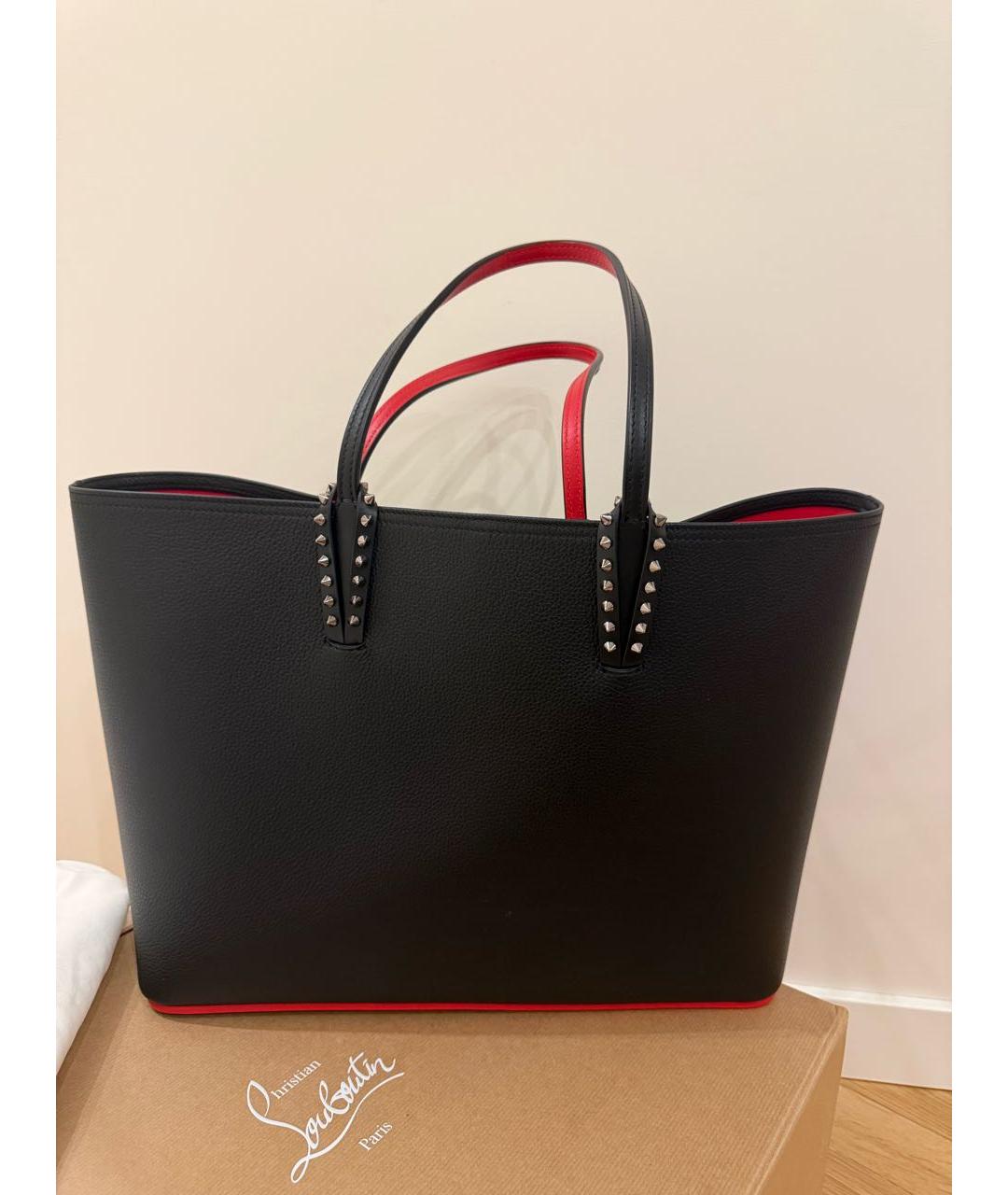 CHRISTIAN LOUBOUTIN Черная кожаная сумка тоут, фото 7
