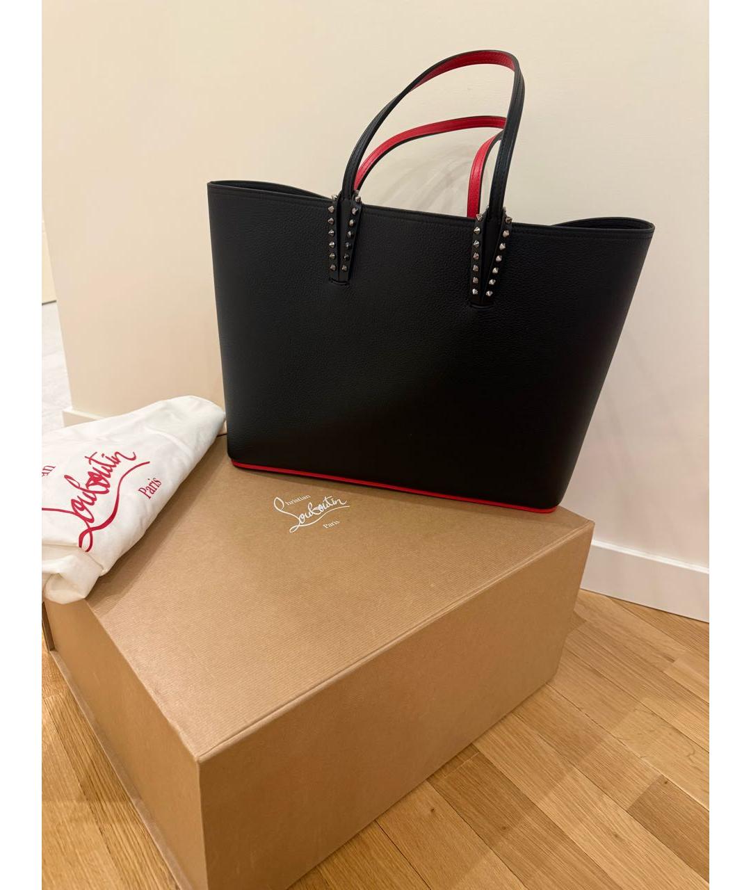 CHRISTIAN LOUBOUTIN Черная кожаная сумка тоут, фото 6