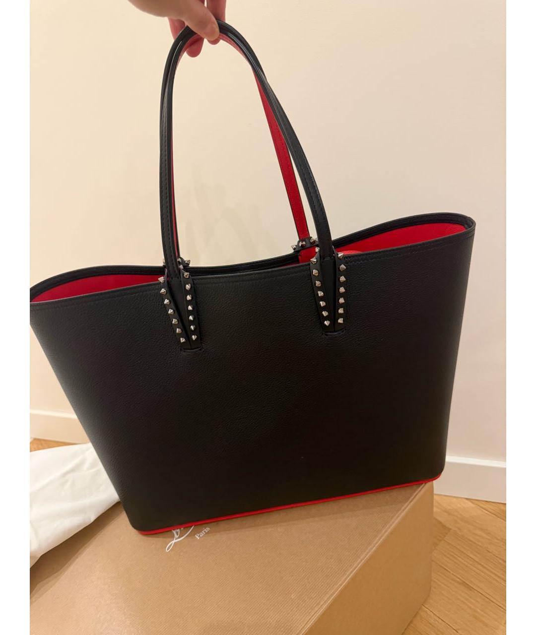 CHRISTIAN LOUBOUTIN Черная кожаная сумка тоут, фото 2