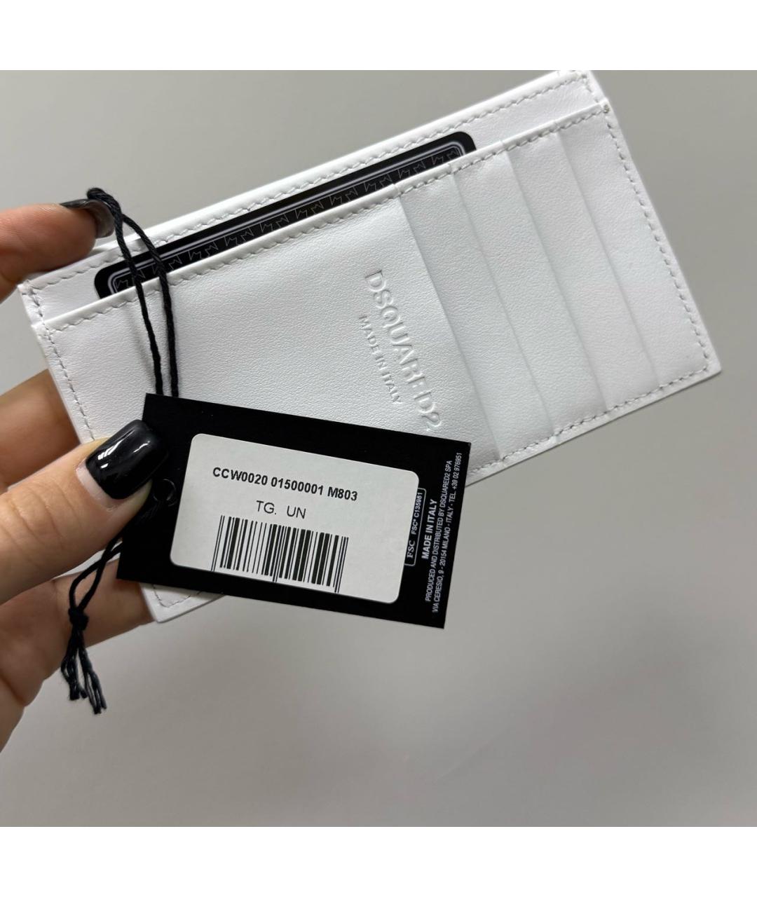 DSQUARED2 Белый кожаный кардхолдер, фото 4