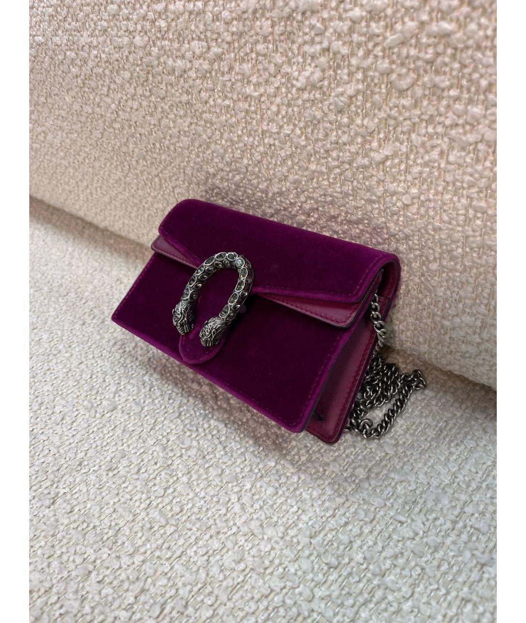 GUCCI Фиолетовая бархатная сумка через плечо, фото 5