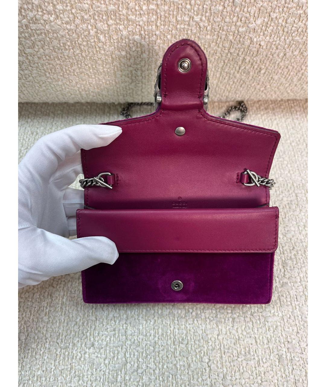 GUCCI Фиолетовая бархатная сумка через плечо, фото 7