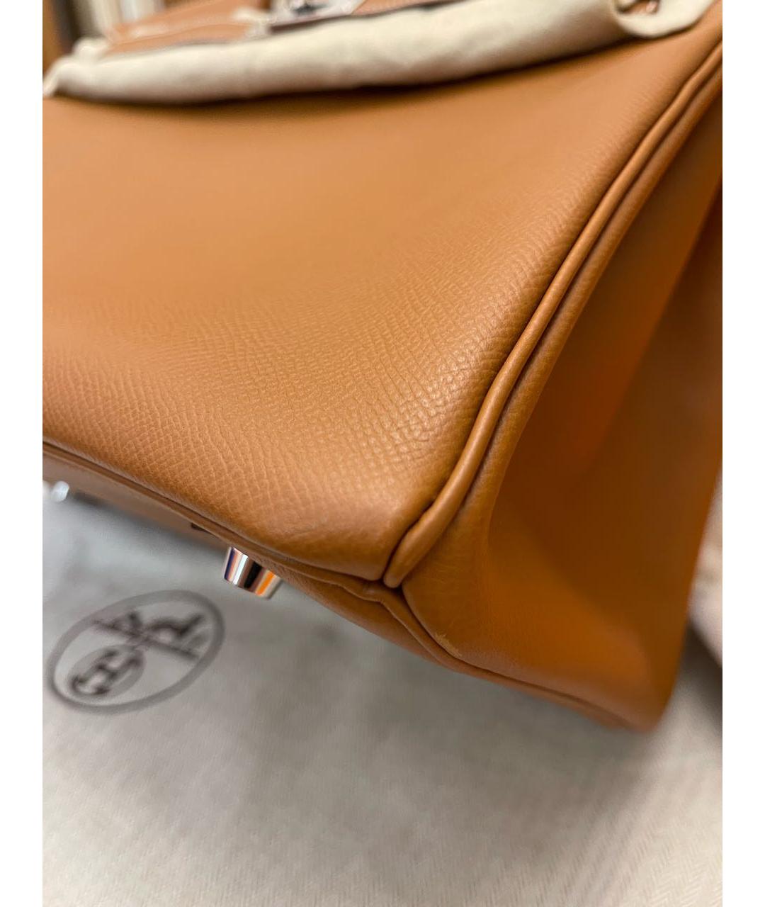 HERMES Коричневая кожаная сумка с короткими ручками, фото 6