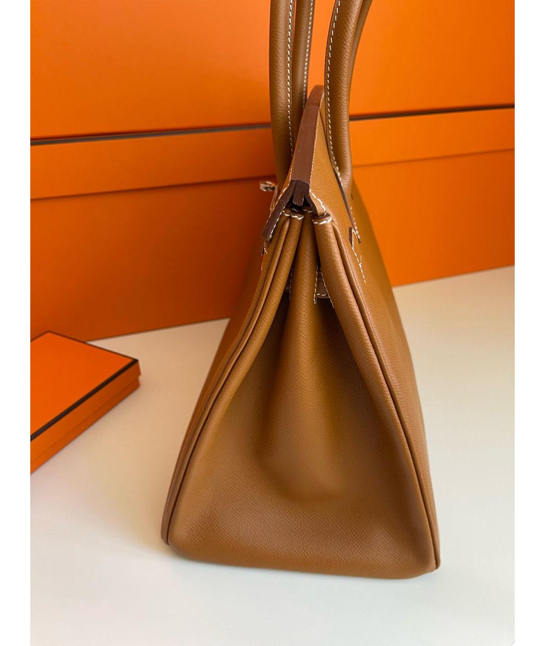 HERMES Коричневая кожаная сумка с короткими ручками, фото 2