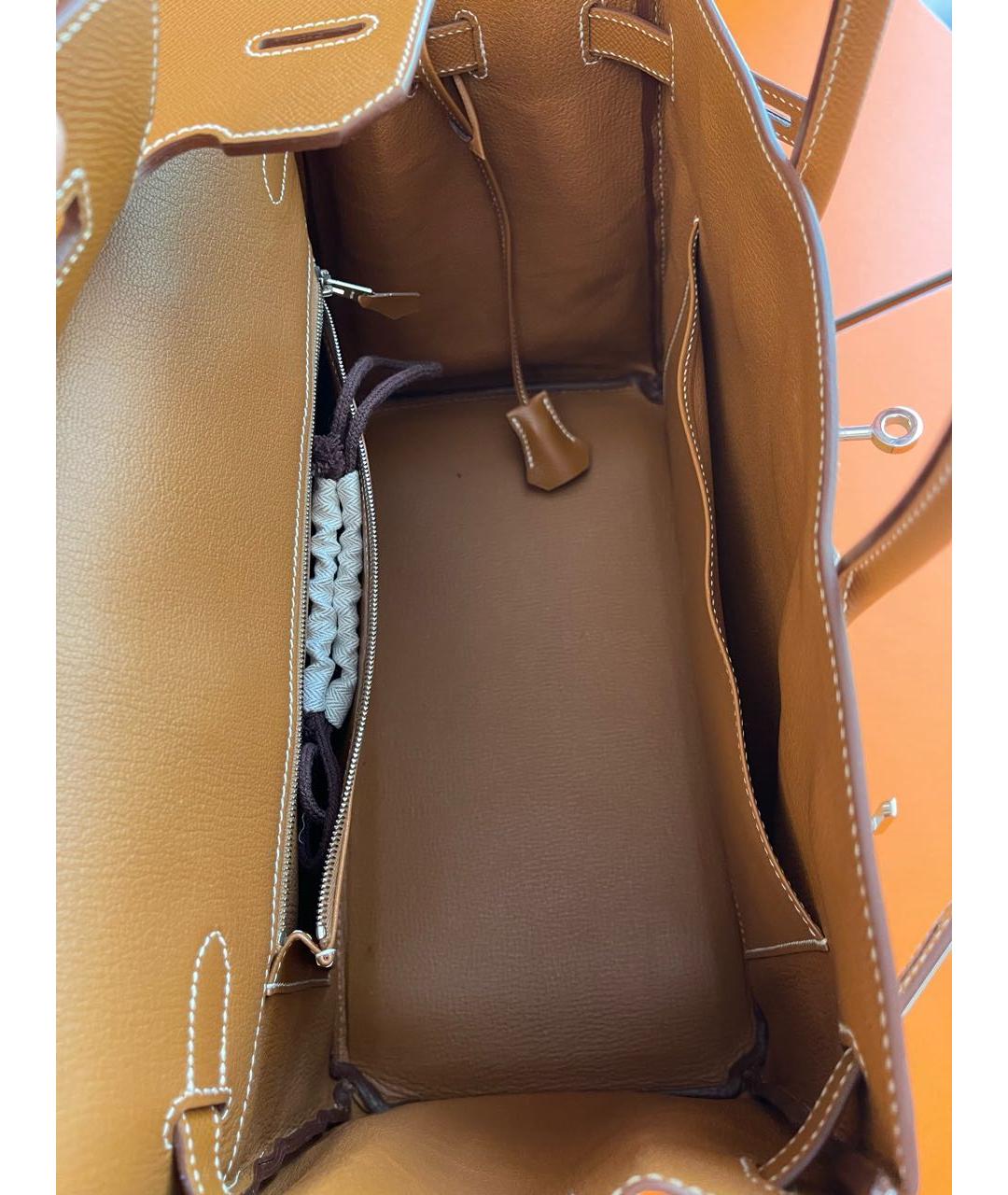 HERMES Коричневая кожаная сумка с короткими ручками, фото 4