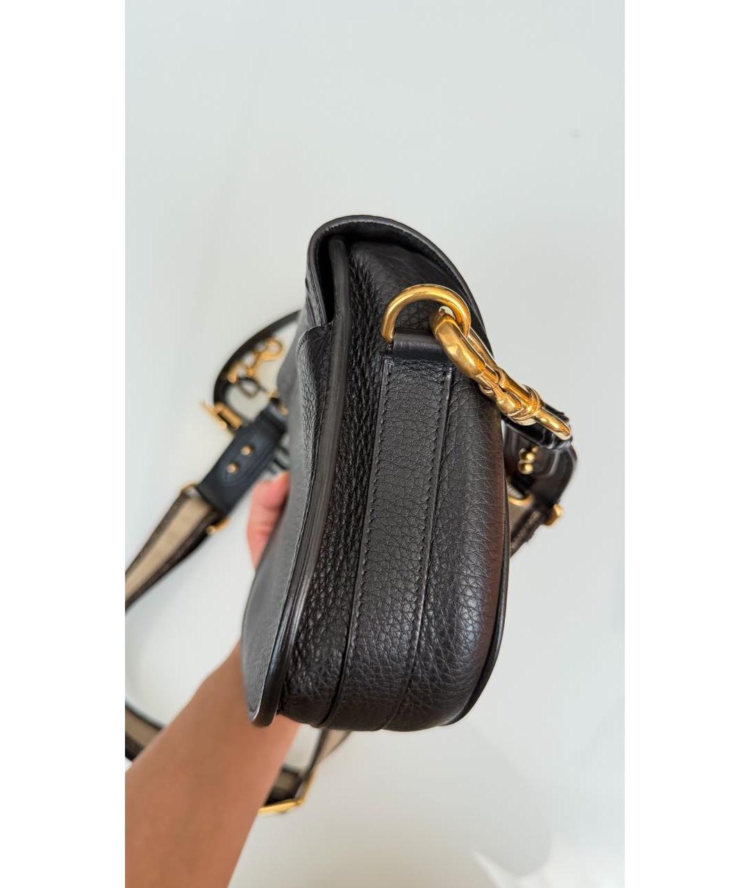 CHRISTIAN DIOR Черная кожаная сумка через плечо, фото 6