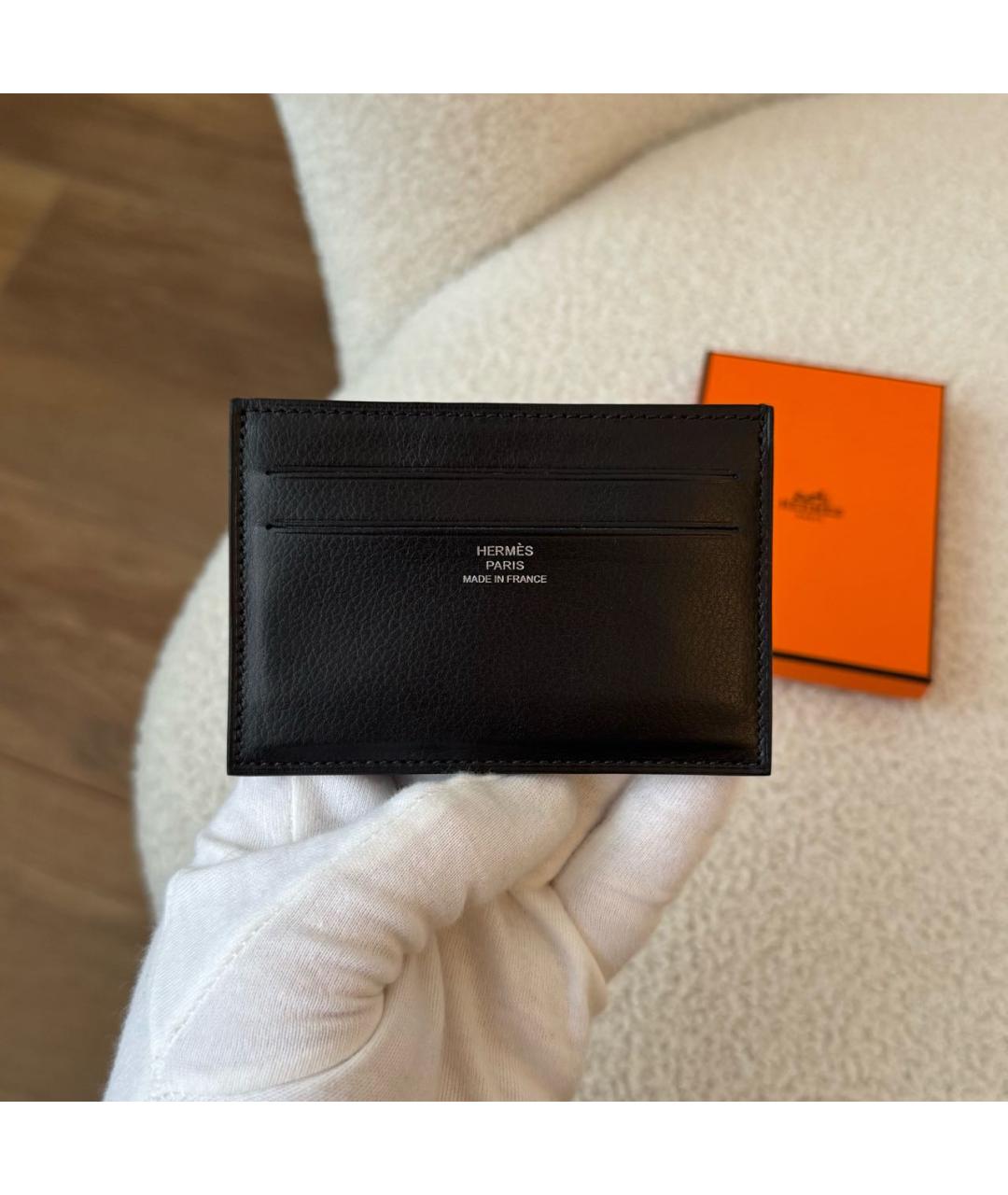 HERMES Черный кожаный кардхолдер, фото 2