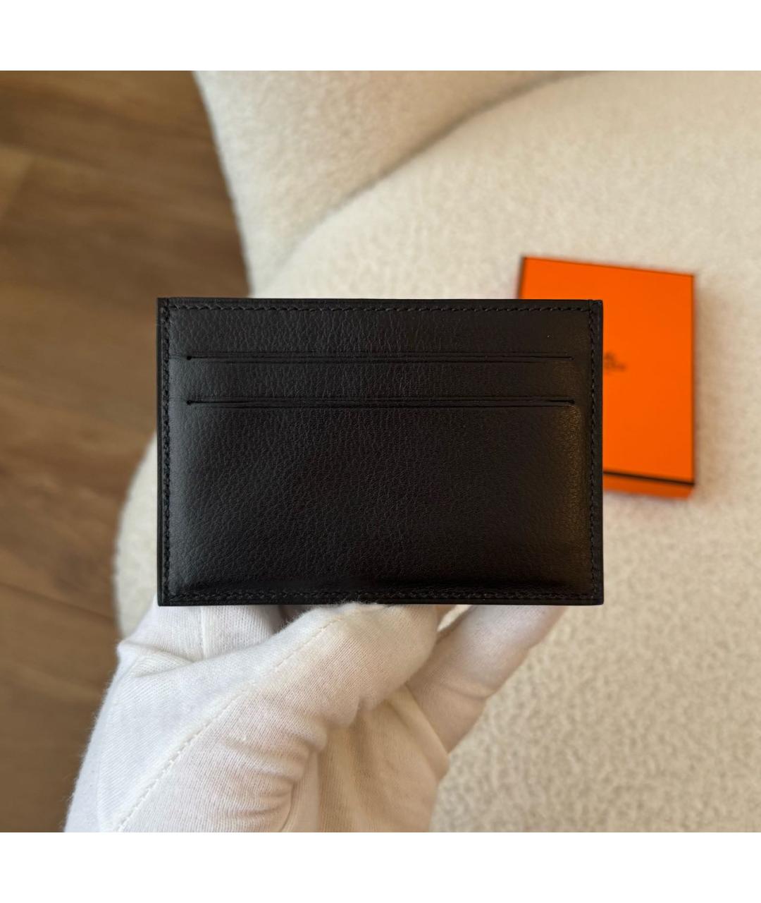 HERMES Черный кожаный кардхолдер, фото 3