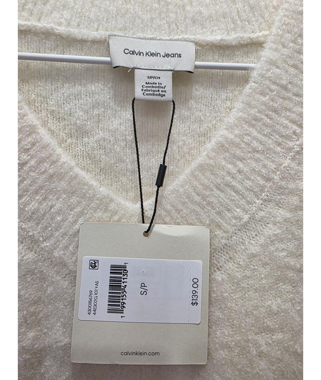 CALVIN KLEIN Бежевый шерстяной джемпер / свитер, фото 4