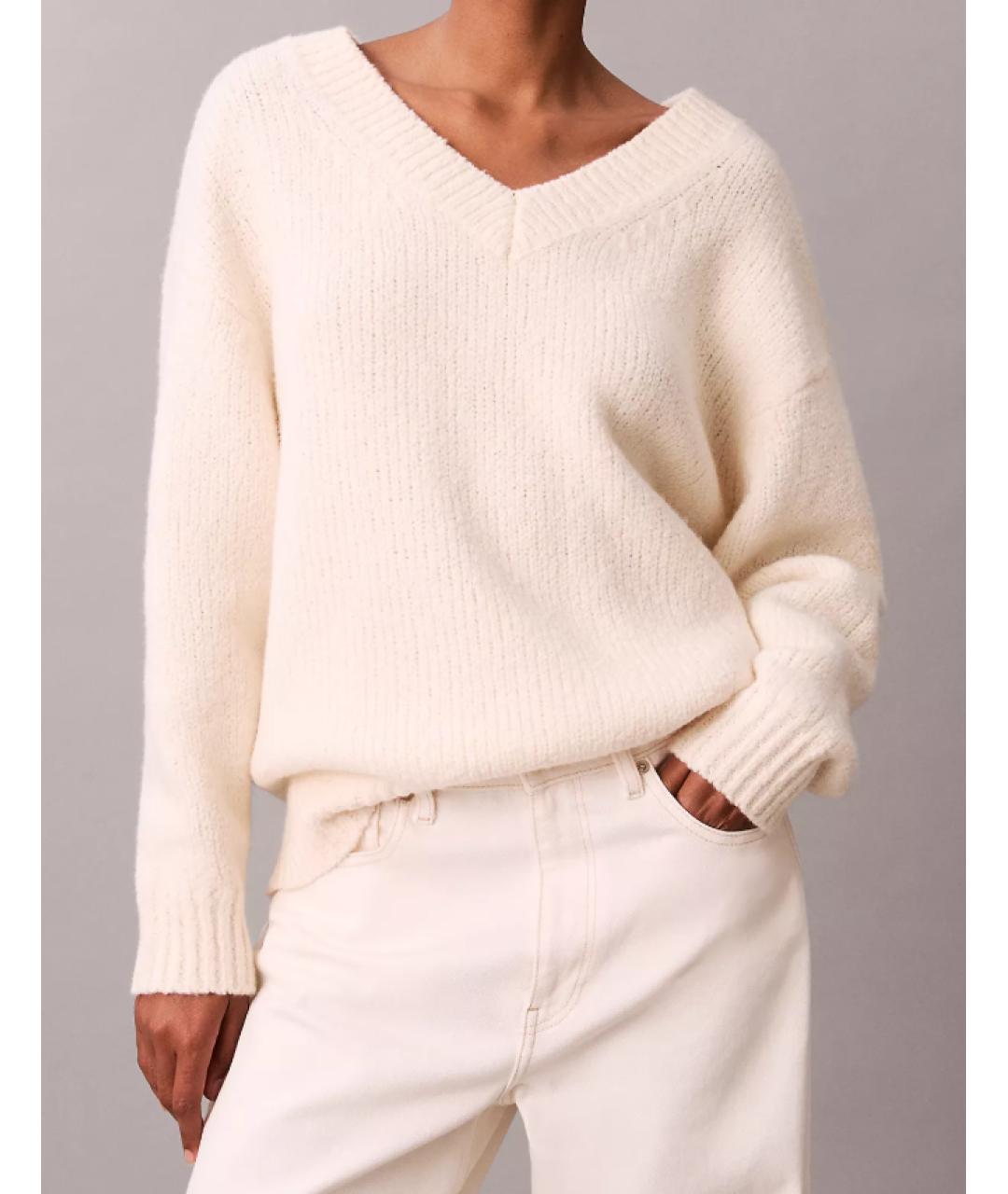 CALVIN KLEIN Бежевый шерстяной джемпер / свитер, фото 5