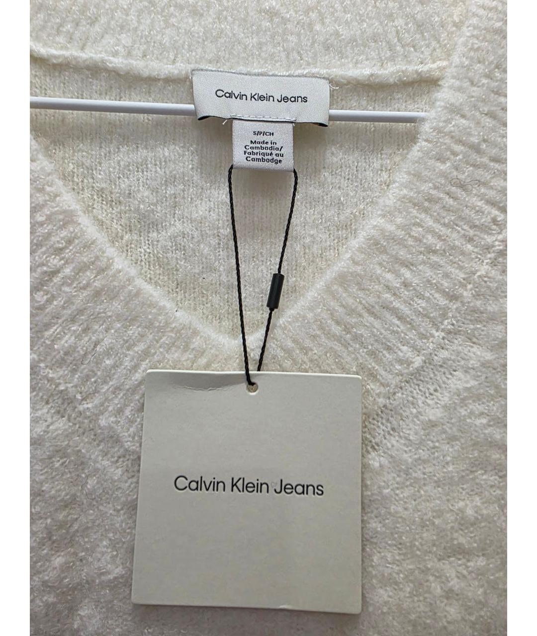 CALVIN KLEIN Бежевый шерстяной джемпер / свитер, фото 3