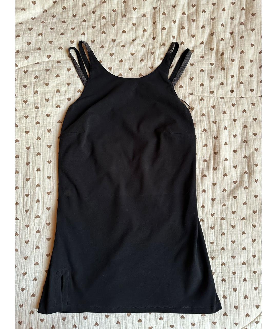 BRUNELLO CUCINELLI Черное хлопковое коктейльное платье, фото 8