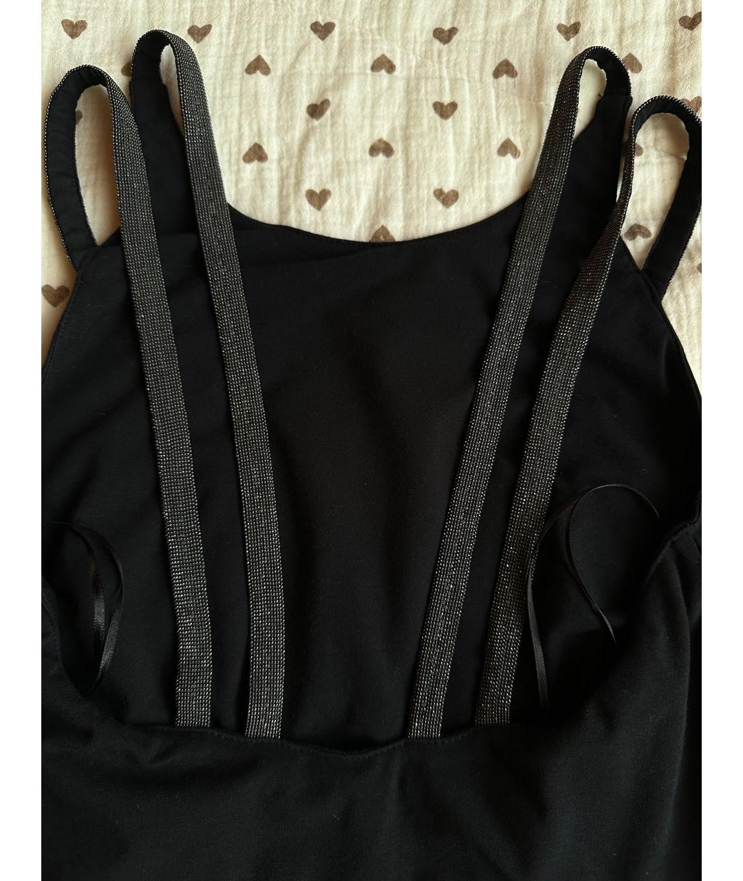 BRUNELLO CUCINELLI Черное хлопковое коктейльное платье, фото 4