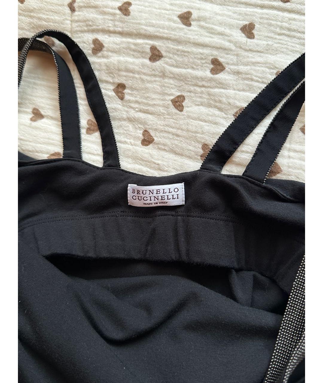 BRUNELLO CUCINELLI Черное хлопковое коктейльное платье, фото 3