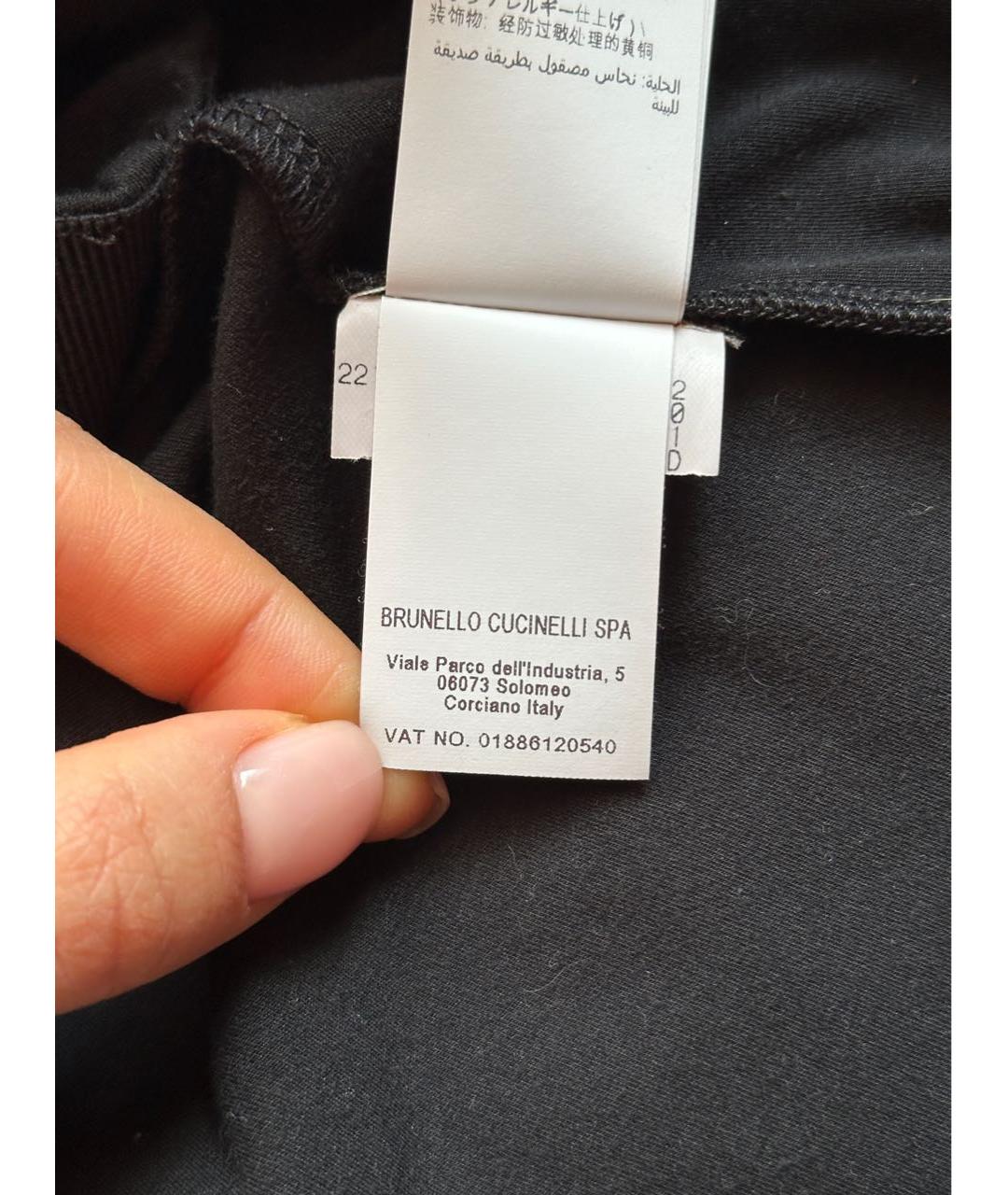 BRUNELLO CUCINELLI Черное хлопковое коктейльное платье, фото 5