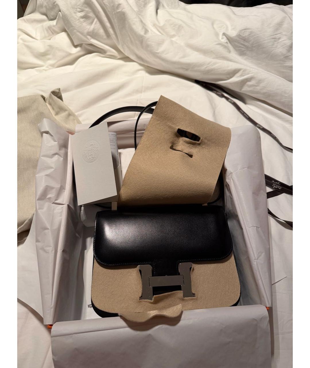 HERMES Черная кожаная сумка через плечо, фото 4