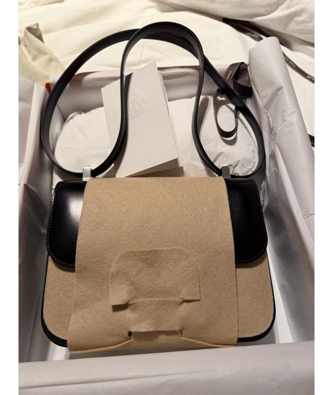 HERMES Черная кожаная сумка через плечо, фото 3