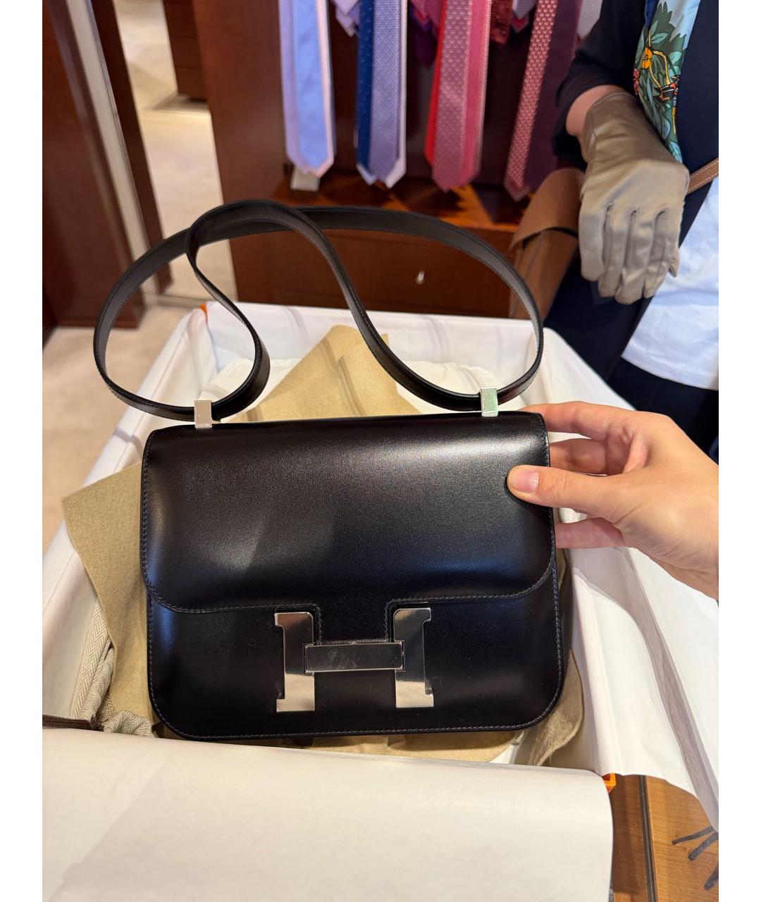 HERMES Черная кожаная сумка через плечо, фото 5