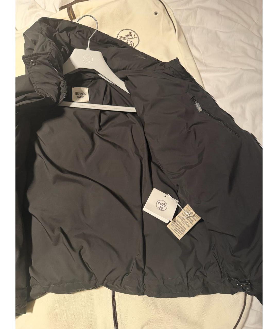 HERMES Черный полиэстеровый пуховик, фото 2