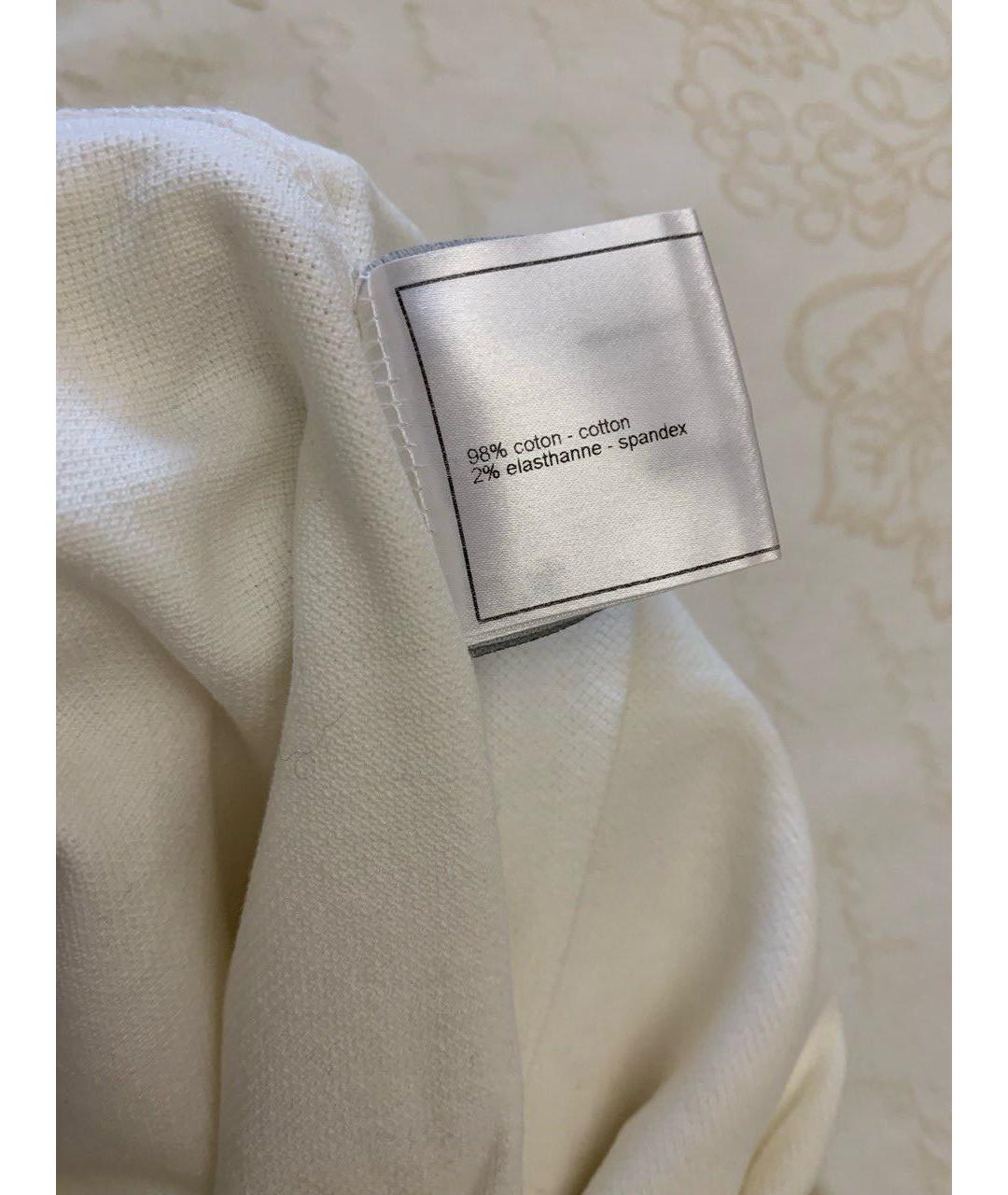 CHANEL Белые хлопковые прямые брюки, фото 5