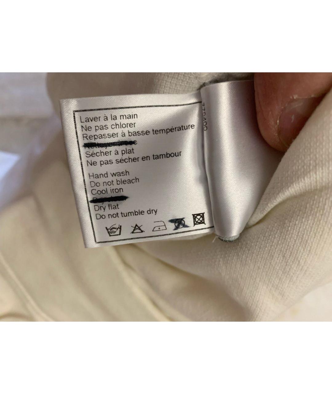 CHANEL Белые хлопковые прямые брюки, фото 8