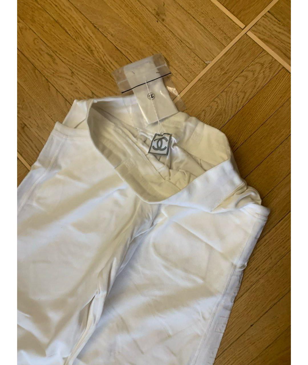CHANEL Белые хлопковые прямые брюки, фото 6